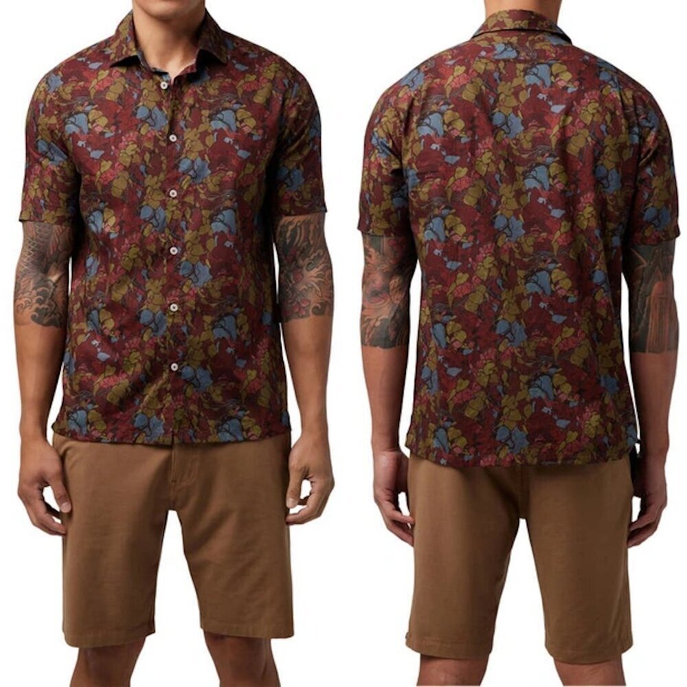 NWT New $168 Good Man Brand On-Point Print Short Sleeve Button-Up Shirt Size 3XL